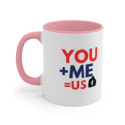 You + Me = Us Accent Mug — Romantic Couple Coffee Cup