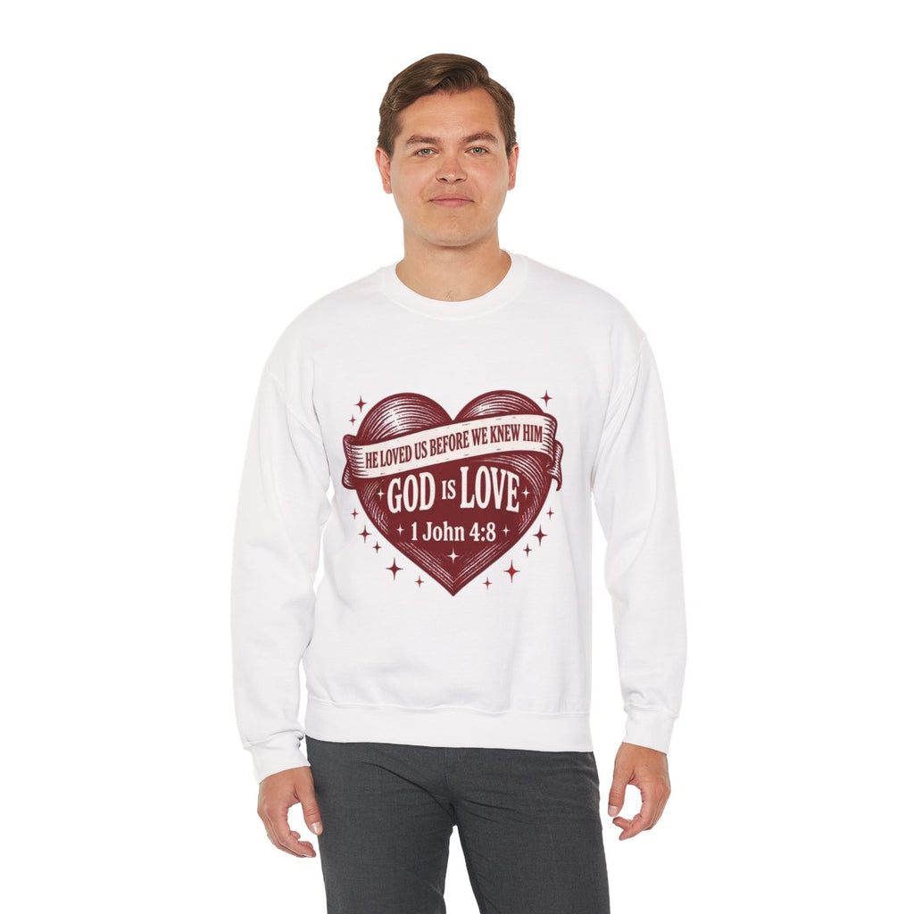 God Is Love Heart Sweatshirt - Christian Faith Scripture 1 John 4:8