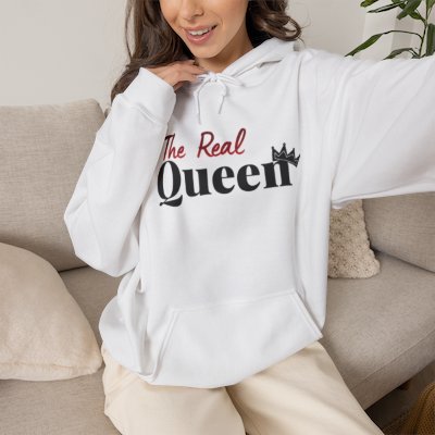 The Real Queen Hoodie – Feminine Crown Graphic Pullover